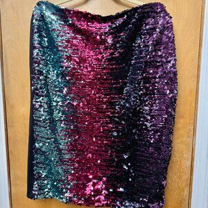 Eloquii Sz 14 Pink, Teal and Purple Sequined Pencil Skirt